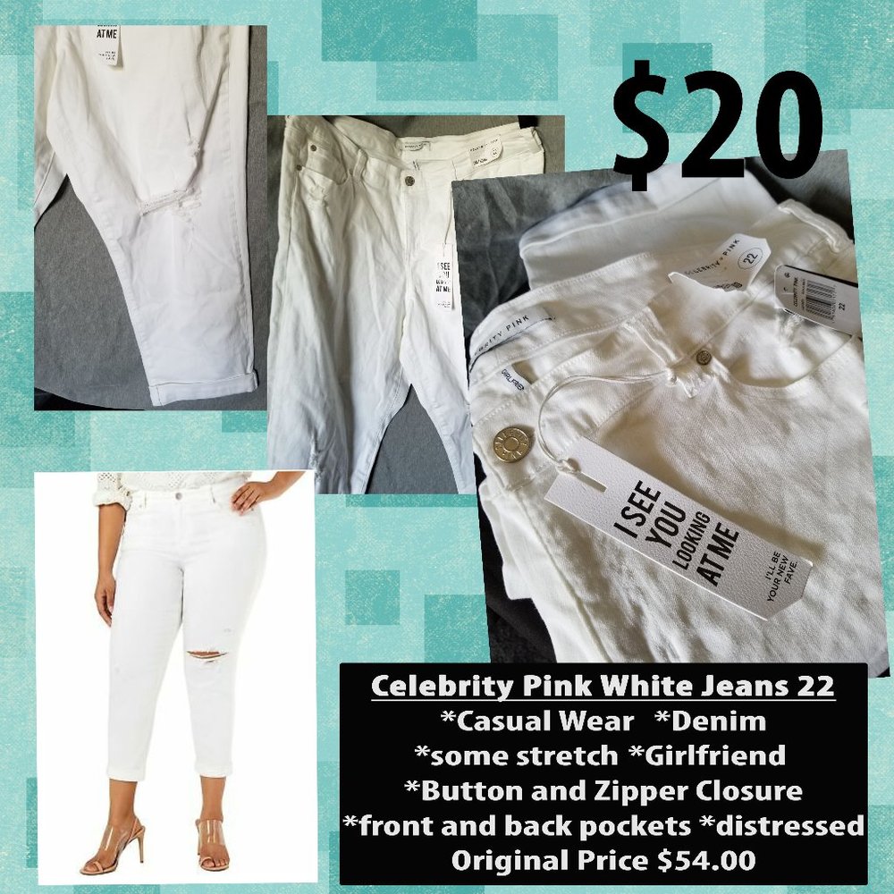 Celebrity Pink White Distressed Jeans 22